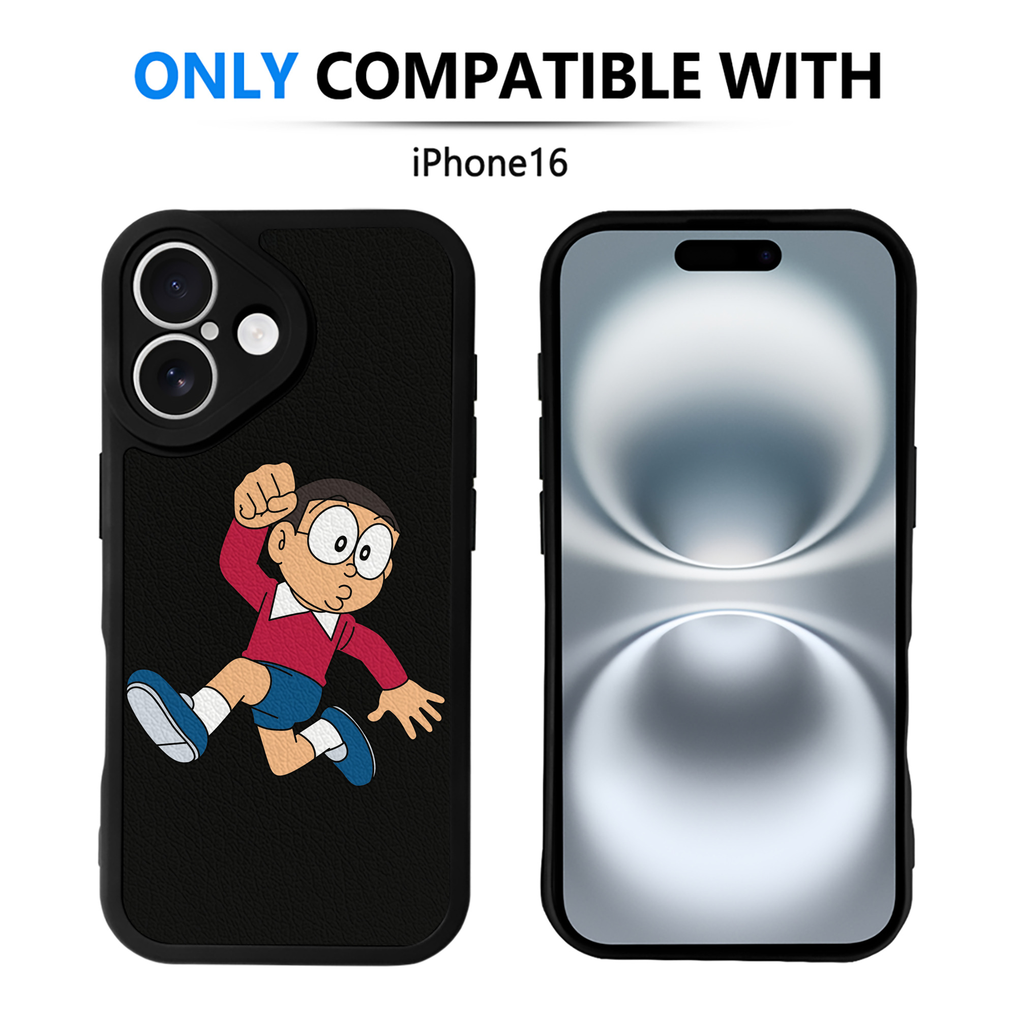 （画像用） ドラえもん 野比 のび太 Doraemon Nobita Nobi 【iPhone 16シリーズ対応】シリコンスマホケース（レザー調） 材質：シリコン